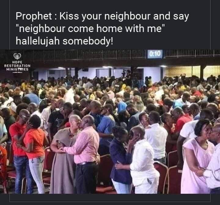 Photos: Church Members Go Into Kissing Competition As Pastor Orders Congregation To Kiss Randomly